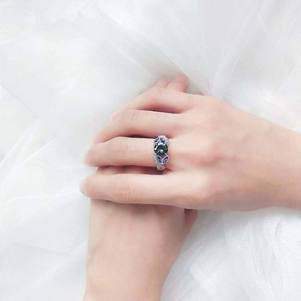 3.6ct Mystic Rainbow Ring - 925 Sterling Silver - Picture 5 of 5